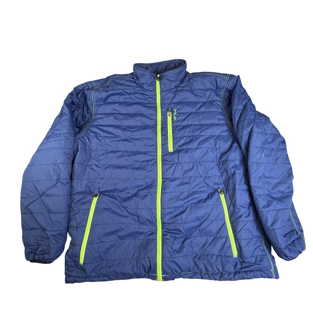 Huk Fishing Jacket Mens XL Blue Quilted Puffer Full Zip Lightweight Outdoor
